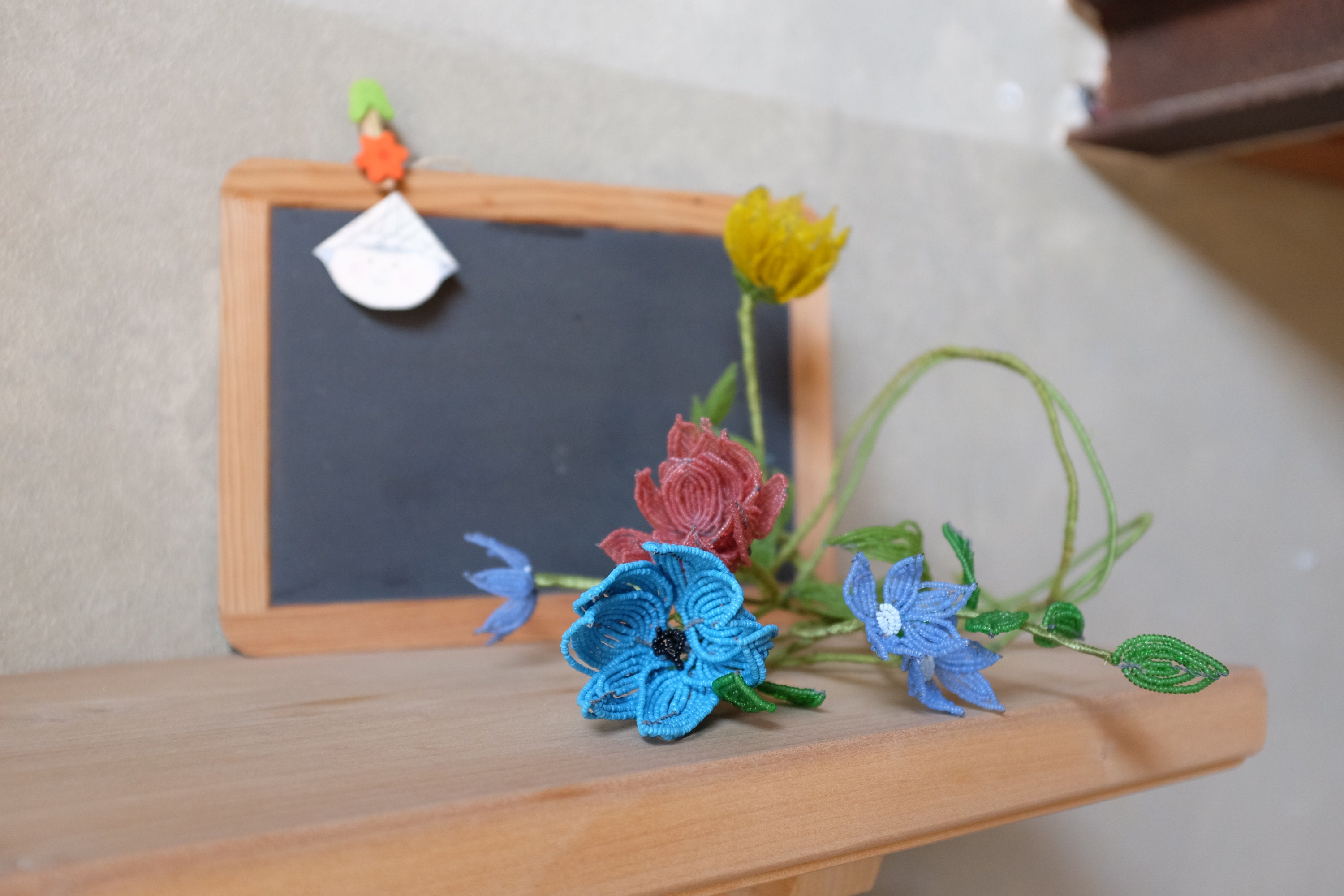 Antique Glass Beaded Flowers Vintage Colourful Bouquet Etsy