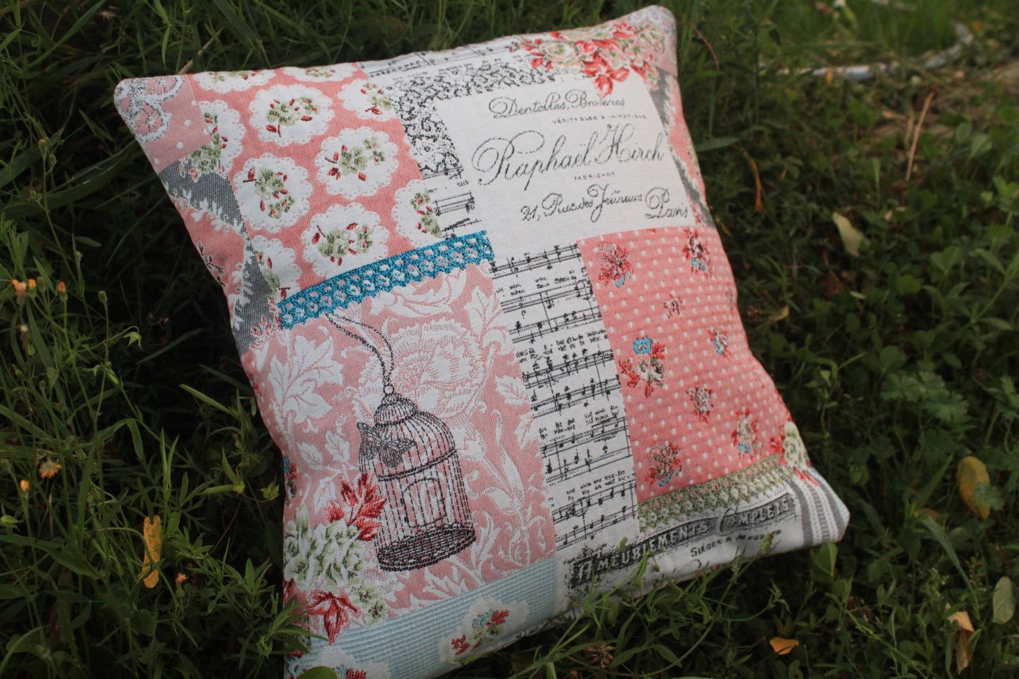 Housse de Coussin Rose Shabby Patchwork