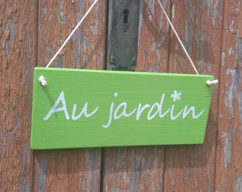 Plaque de porte en bois Au jardin