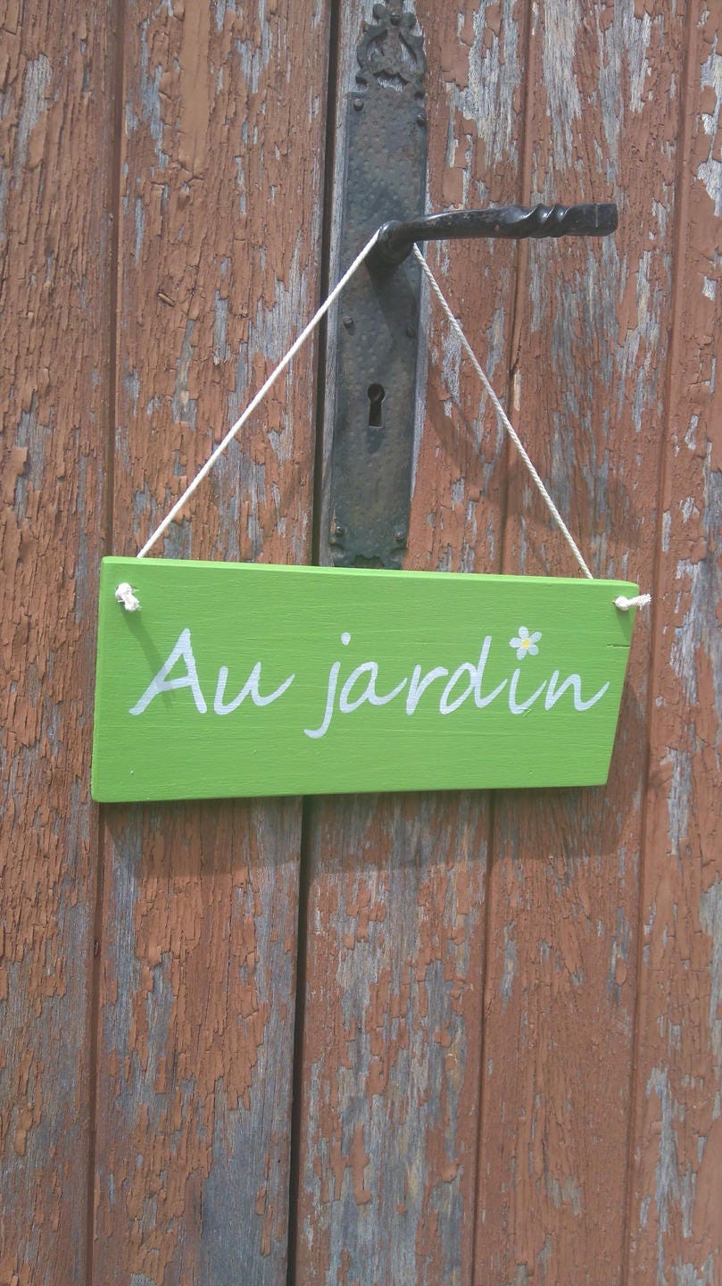 Plaque de Porte en Bois Au Jardin