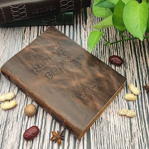 Personalized Cook book Family Recipes Custom Leather Bound Recipe Book