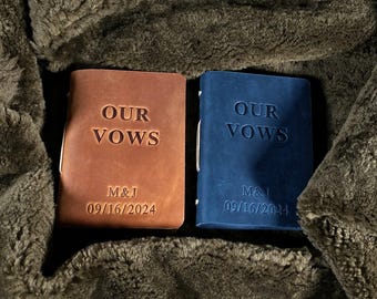 Livres de vœux de mariage en cuir personnalisés, ensemble pour elle et lui en relief