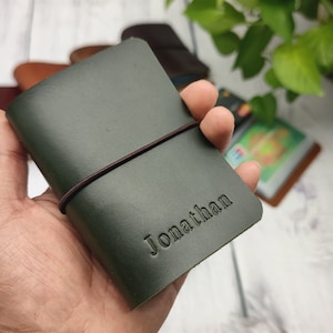 Personalized your name leather card holder, Minimalist Credit Card Wallet, Mini Photo Album with Sleeves