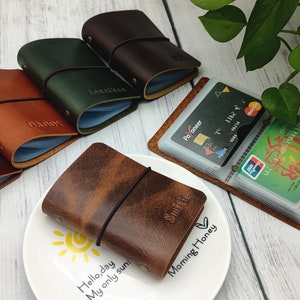 Personalisiertes KreditkartenPortemonnaie, Instax Mini Fotoalbum, Leder Namenskarte ID Kartenhalter, Visitenkartenhalter, Minimalistisches Portemonnaie