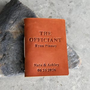 Personalized Leather Officiant Book, Custom Embossed Wedding Journal