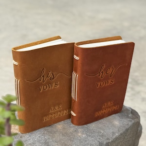 His and Her Vow Books, Custom Leather Vow Book set of 2, Wedding Vow Booklet, Personalized Gift