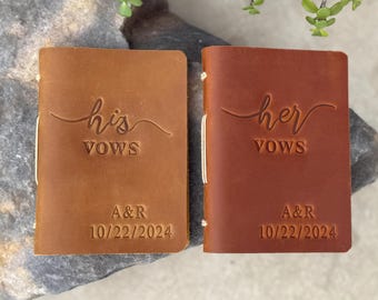His and Her Vow Books set of 2, Custom Leather Vow Booklet, Personalized Gift