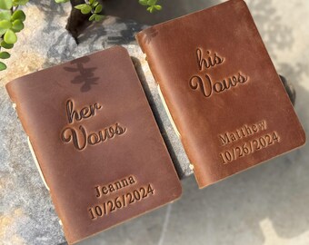 His and Her Vow Booklets, Wedding Vow Books set of 2, Leather Vows Journal Notebook, Personalized Gifts