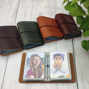 Instax mini photo album, Personalized leather album, Minimalist photo book/credit card holder