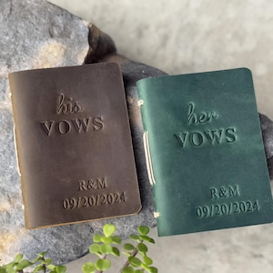 His and Her Vow Book, Personalized Leather Vows Book, Custom Vows Booklet, Personalized Gift