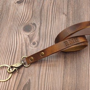 Personalized Leather neck lanyards, Custom Keychain-Teacher Lanyard, Engraved Key Ring, Gift for Him for her