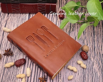 Personalized Leather Recipe Book, Custom Cooking Journal