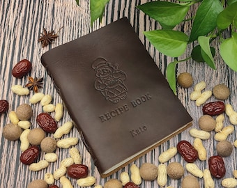 Personalized Leather Recipe Book, Custom Cooking Journal