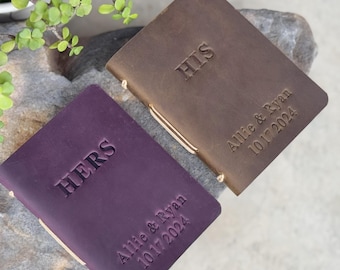 Wedding vow books, Leather wedding vow book, Personalized gift for bride and groom, his and her vows, Vow books set of 2