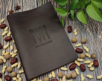 Personalized Leather Recipe Book, Custom Cookbook, A5/A4 Journal