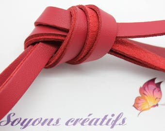 Red 8mm - creating jewelry leather strap 1 m