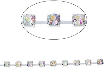 1 m silver rhinestone chain 4 mm-SC69488 - creating jewelry-