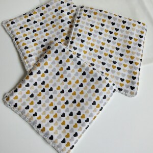 Washable cotton small brown, gray, beige and mustard heart