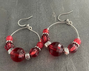 Boucles d'oreilles créoles perlées