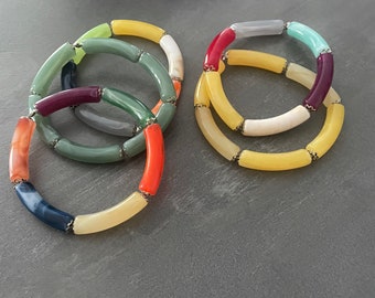 Elastic bracelet with tube beads