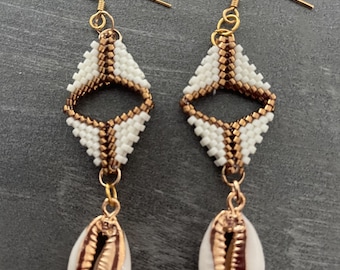 Pearl and shell earrings