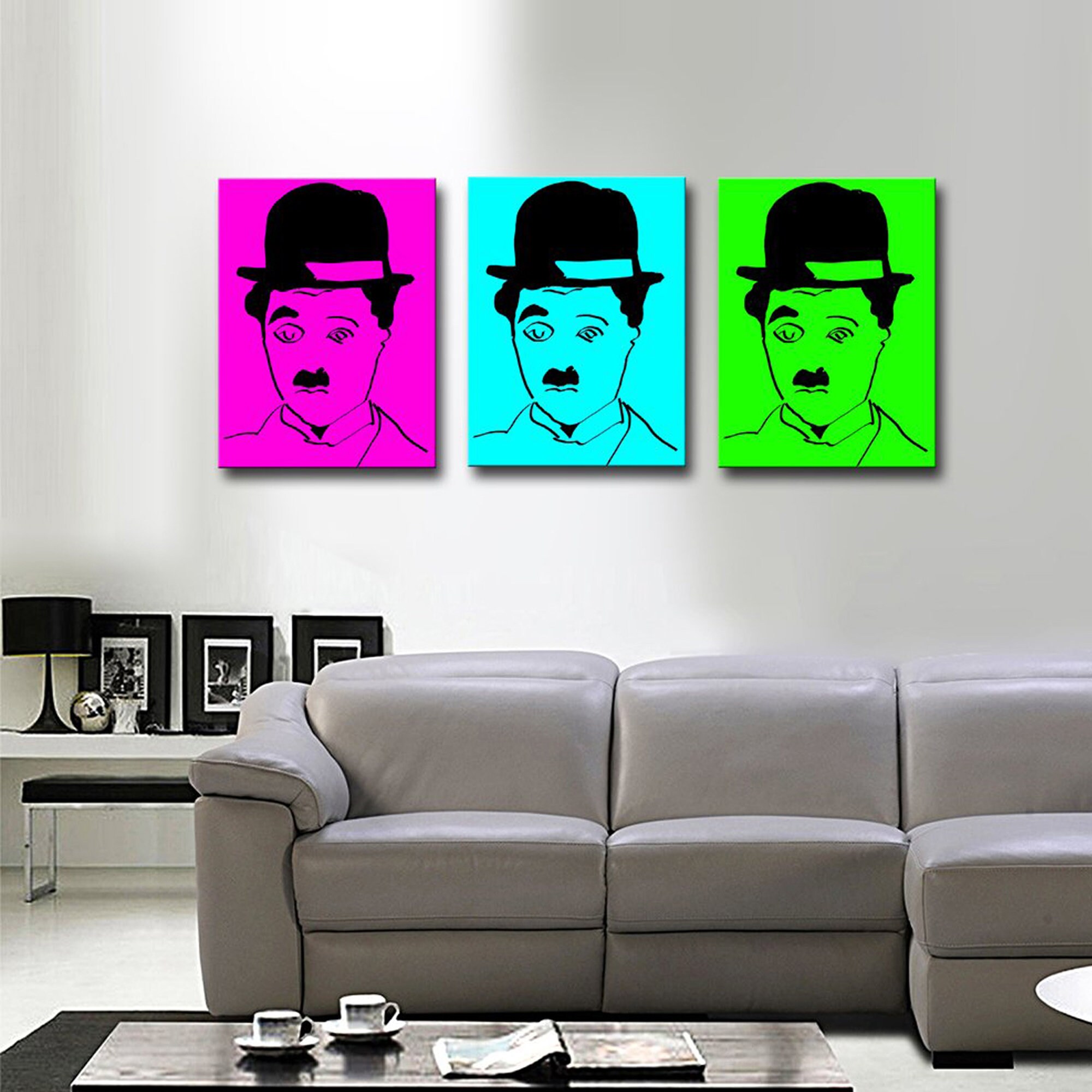 Triptyque sur Toile Charlot Pop-Art