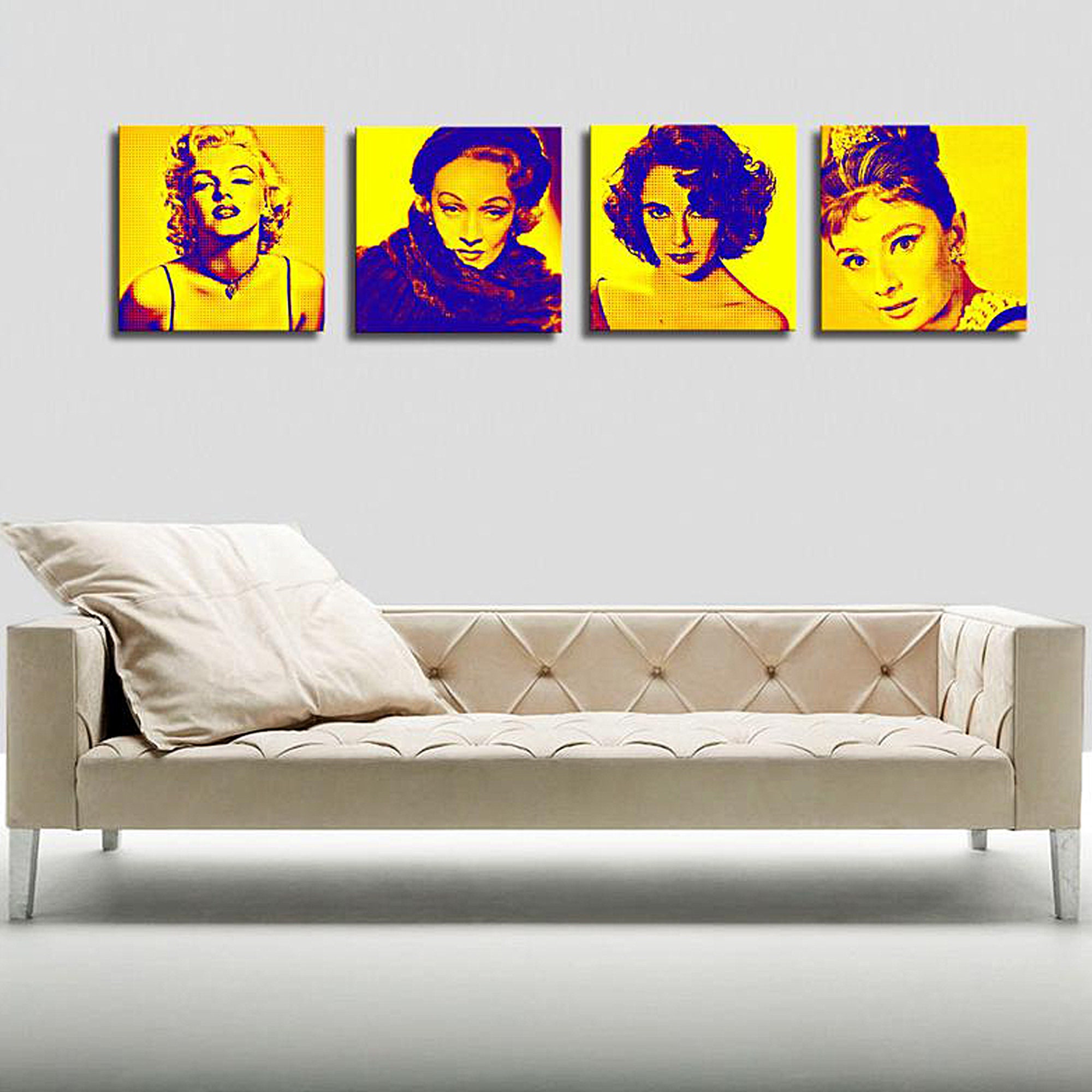 Quadriptyque Stars Hollywood Pop-Art 3x(55x55cm