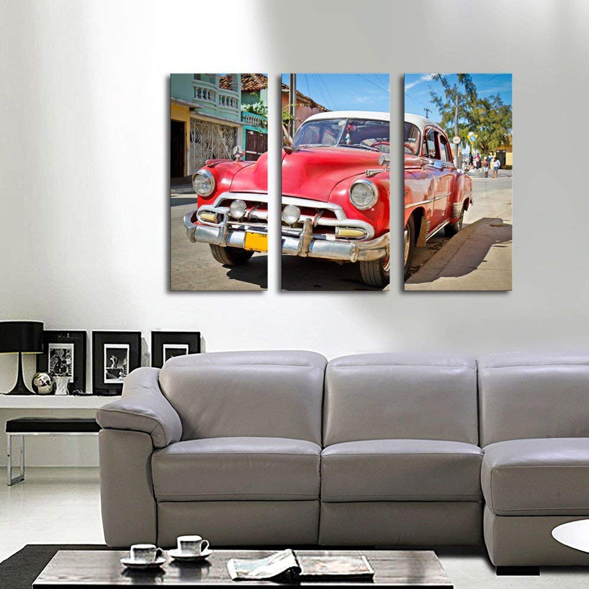 Tableau Triptyque Voiture Cuba 3x(40x80