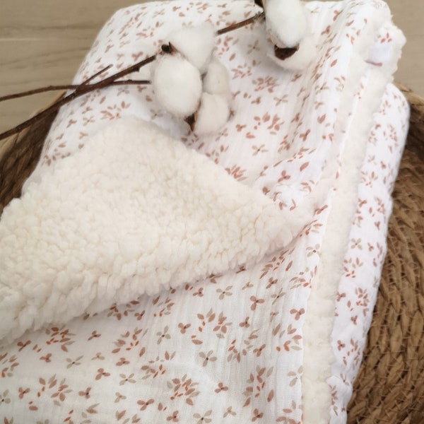 Double gauze cotton and sherpa baby blanket