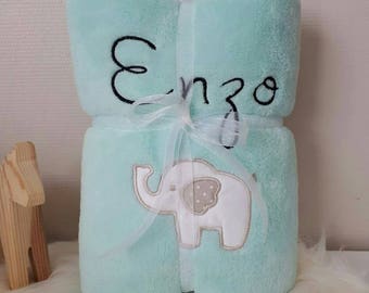 embroidered name and elephant baby blanket blanket