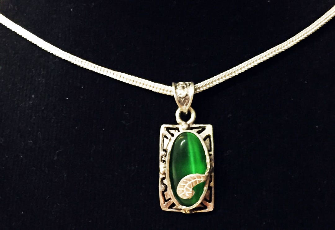 Jade sterling silver necklace Clearance