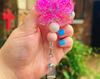Trendy Girly Bow Badge Reel