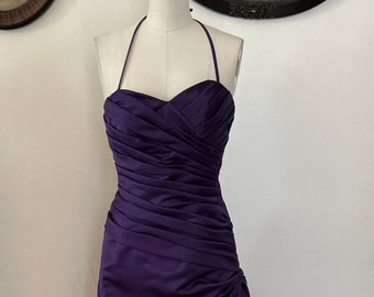 2000’s Eggplant Purple Ruched Bodice Corset Back Mori Lee Evening Gown Prom Dress