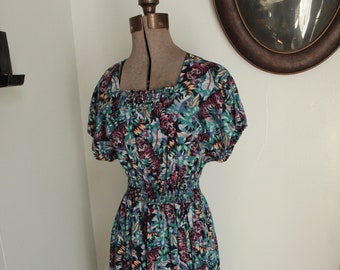 1970's The French Fact Brand Tiger Print Dress