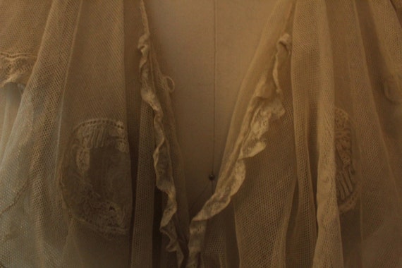 1910's Long Sleeved Net Shirtwaist Blouse with Ru… - image 7