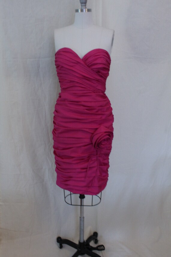 1980’s Lilli Diamond Hot Pink Ruched Party Dress