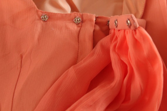 1960'S House Of Bianchi Peach Crepe Chiffon And S… - image 10