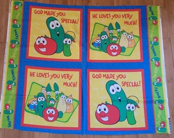 Vintage 2000's Veggie Tales God Made You Special Pillow Panels