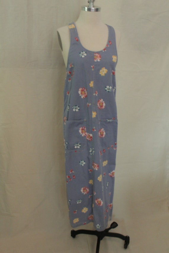 1990’s Periwinkle Floral Twill Jumper Dress