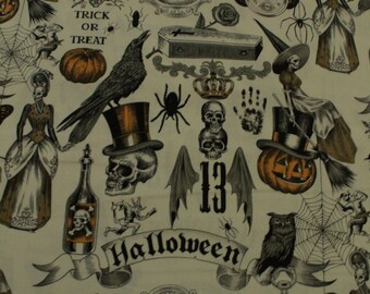 Alexander Henry Trickery Print Spooky Gothic Halloween Print Quilting Cotton Fabric