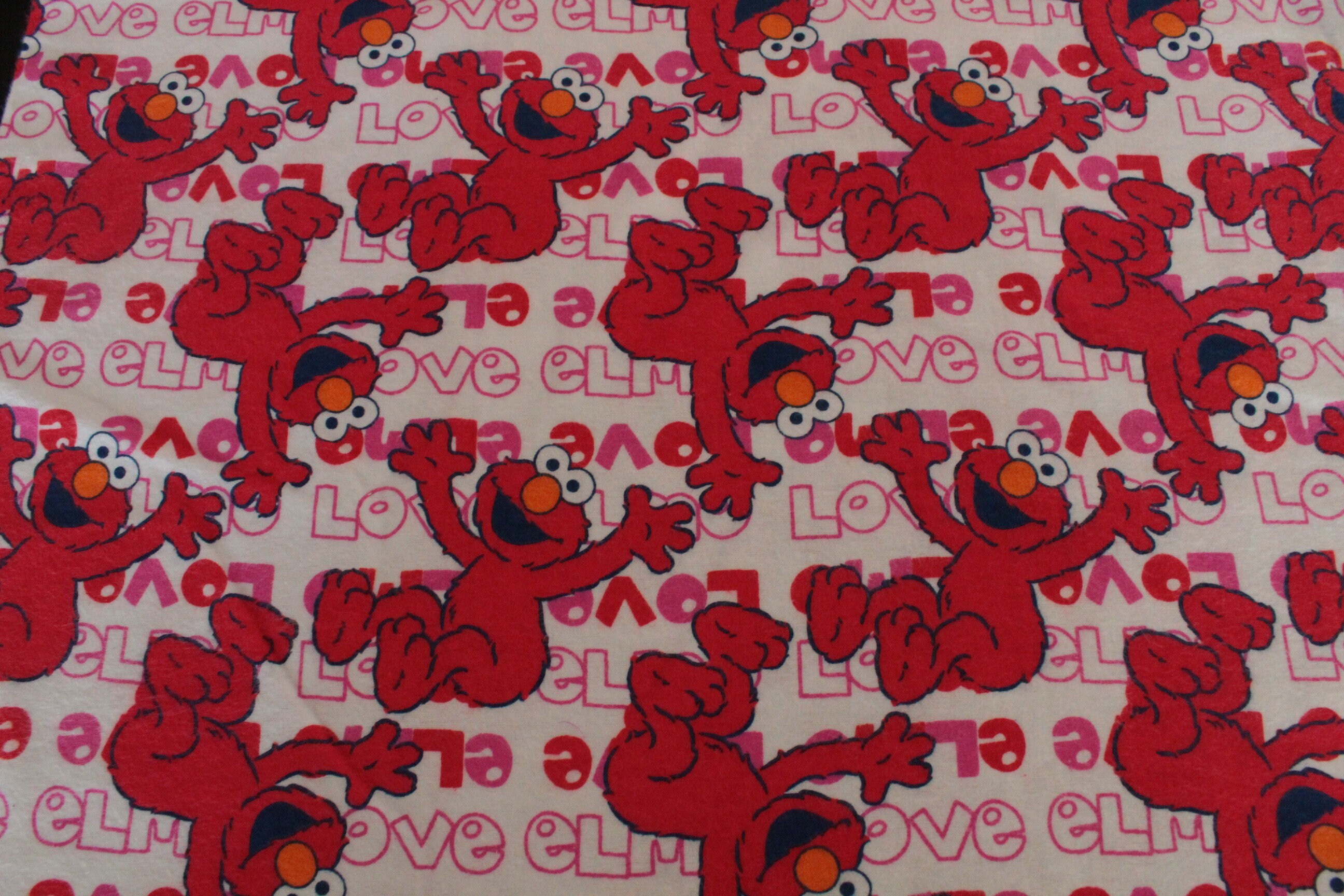 Sesame Street Elmo White Cotton Flannel Fabric Full Half Yds