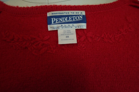 1980’s Red Wool Brass Button Pendleton Plus Cardi… - image 4