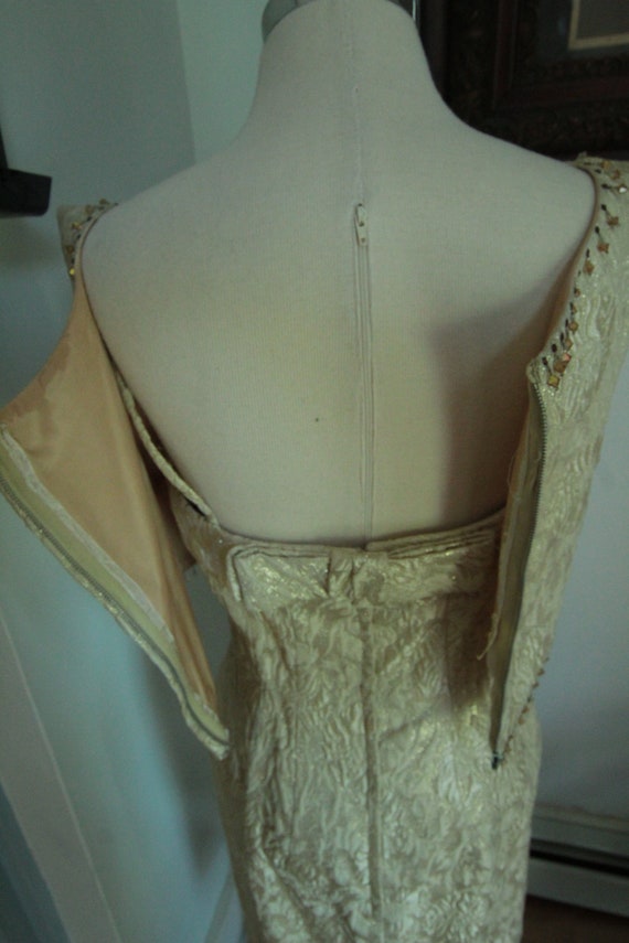 1960’s Convertible Gold Brocade Party Dress - image 6