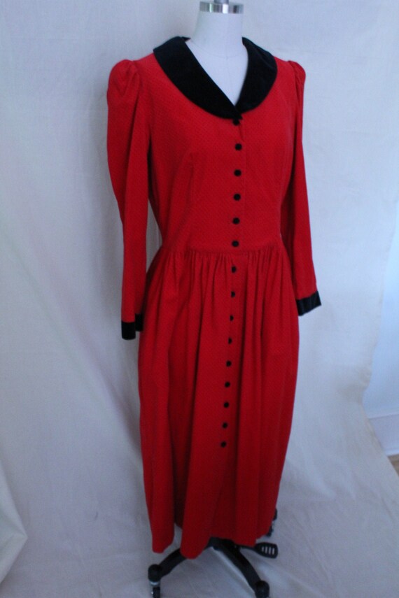 Red Corduroy Lanz Dress