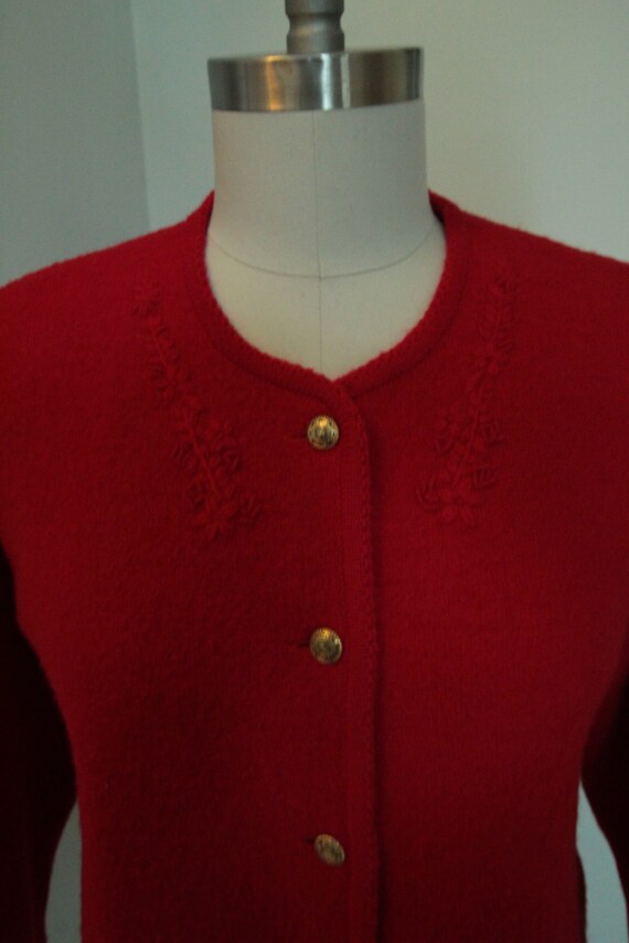 1980’s Red Wool Brass Button Pendleton Plus Cardi… - image 2