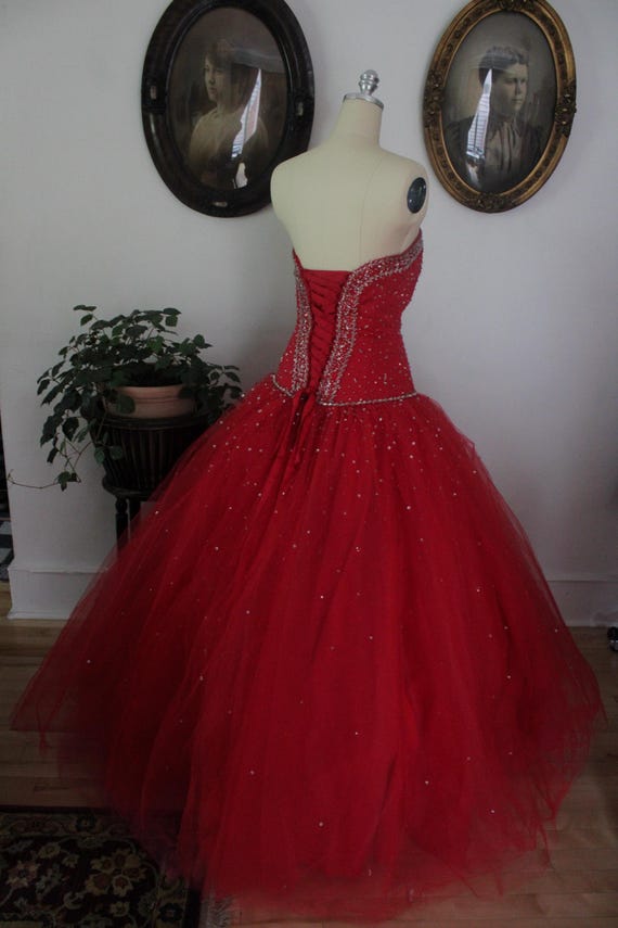 open lace back dress Simple Red Satin Mermaid Long Prom Dress, Red Formal Evening Dress – shopluu main image 1