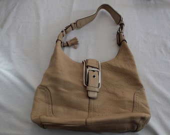 Beige Leather Coach Hobo Bag