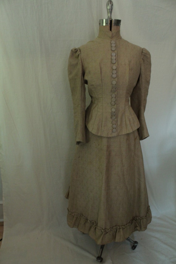 1890’s Beige Brocade Day Dress