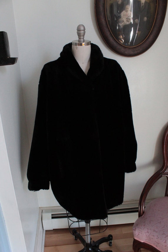 Black Faux Fur 1950's Coat