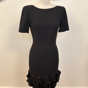 Late 1970’s Black Morton Myles Party Dress With Ruffled Hem
